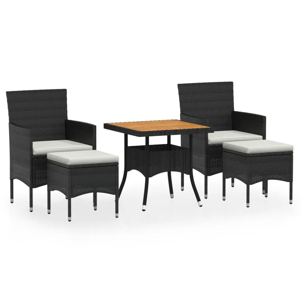 Ensemble de 5 pcs table de jardin avec chaises – mobilier de jardin Résine tressée et acacia Noir-JU2913