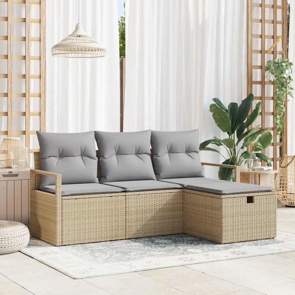 Ensemble de Canapés 4 pcs Beige et Gris clair polyrotin vidaXL 3359149