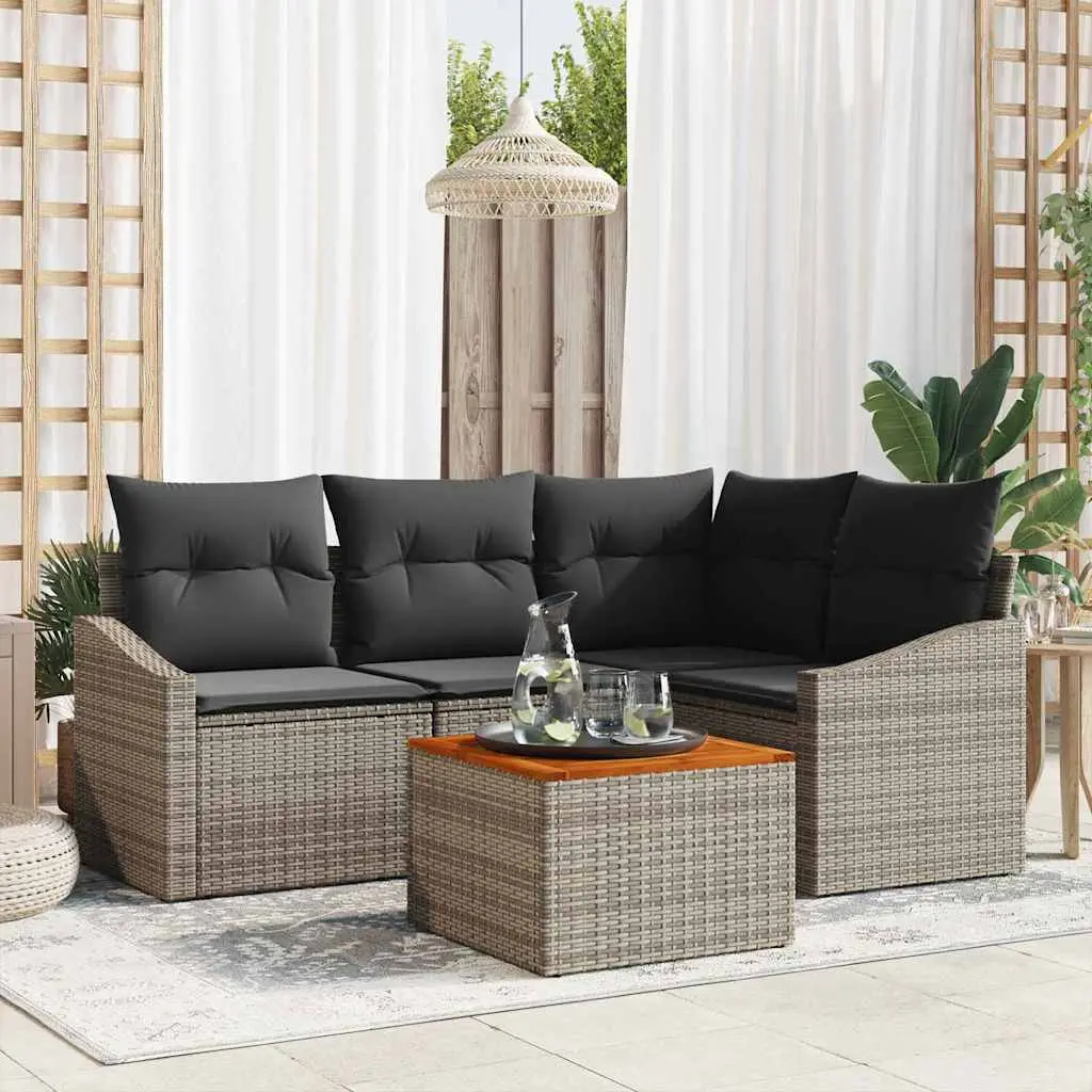 Ensemble de canapé de jardin avec stockage 5 pcs Gris polyrotin vidaXL 3356494