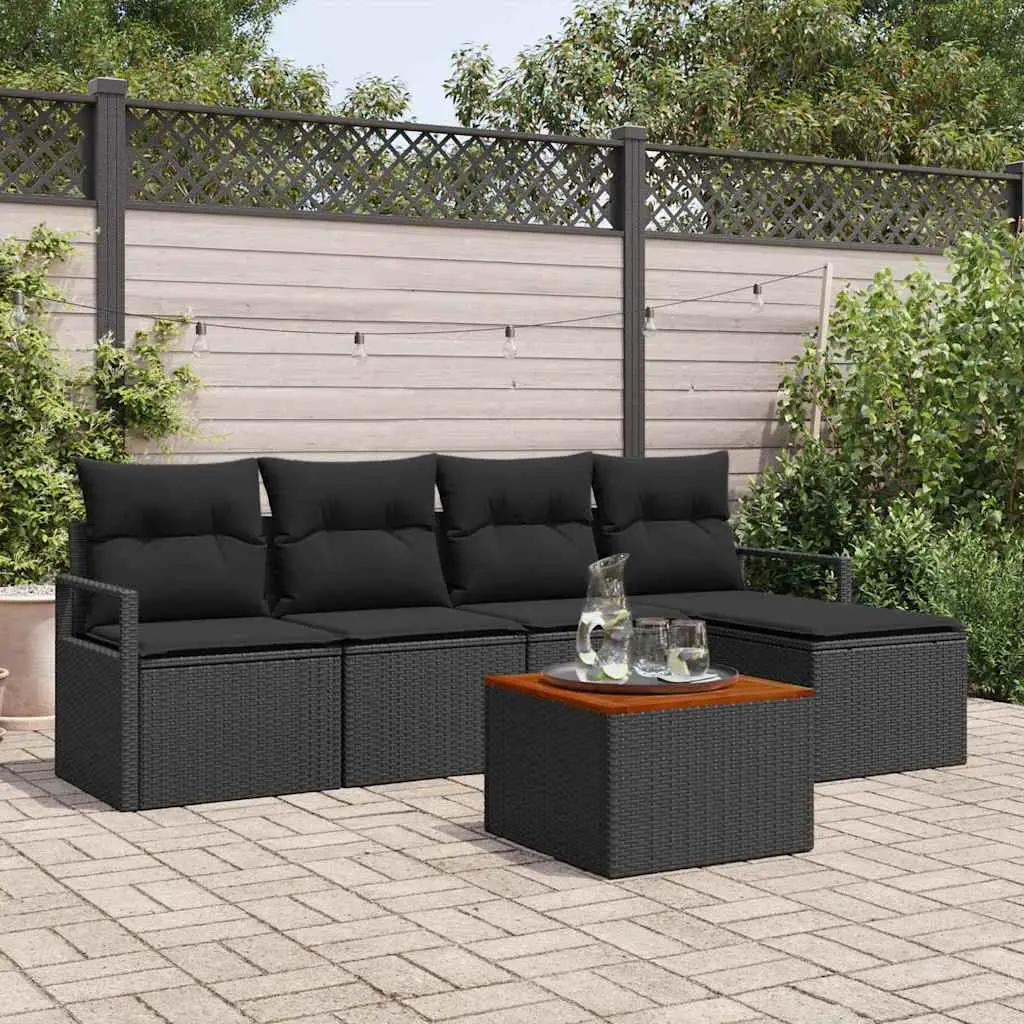Ensemble de canapé de jardin avec stockage 6 pcs Noir polyrotin vidaXL 3356364