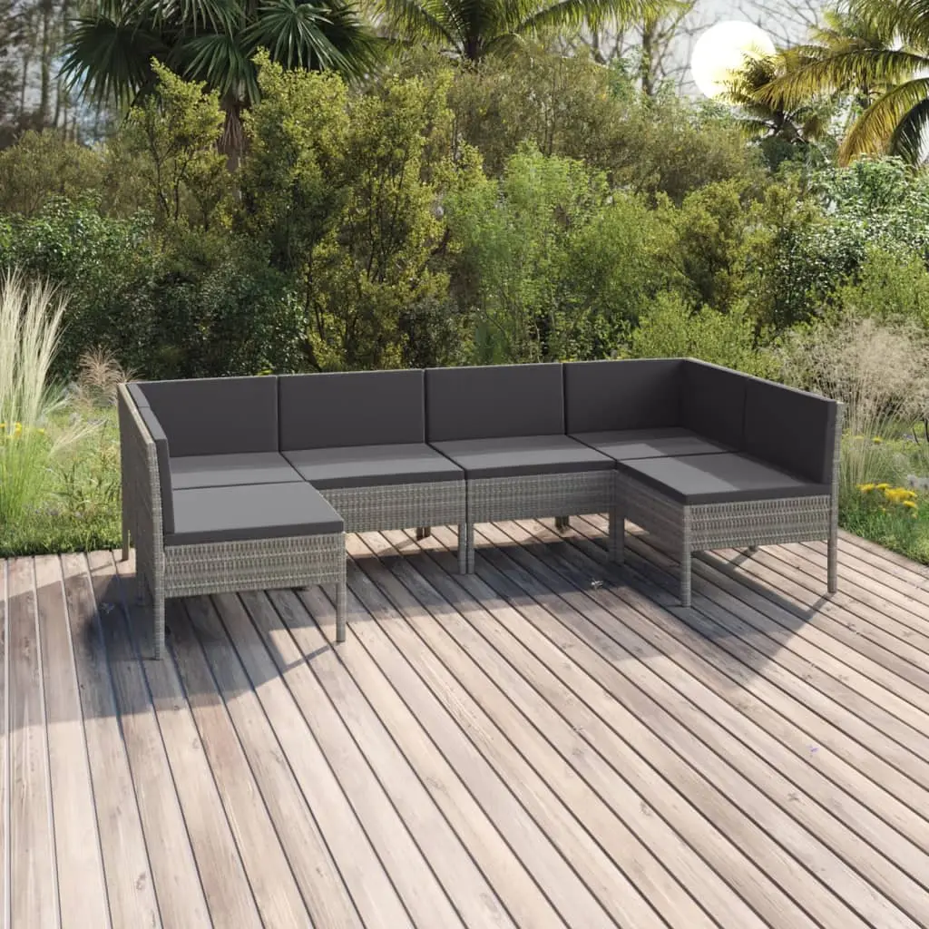 Ensemble de Jardin Configurable 6 Places en Rotin Synthétique Gris pour Terrasse et Balcon – ComfortXL Outdoor Living