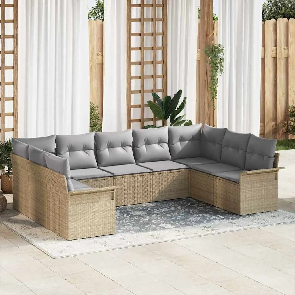 Ensemble de canapé de jardin avec coussin Beige polyrotin vidaXL 3345520