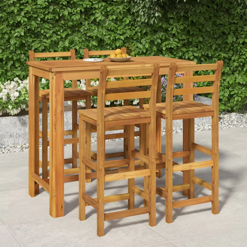 Ensemble de bar de jardin 5 pcs bois d’acacia solide vidaXL 3154396