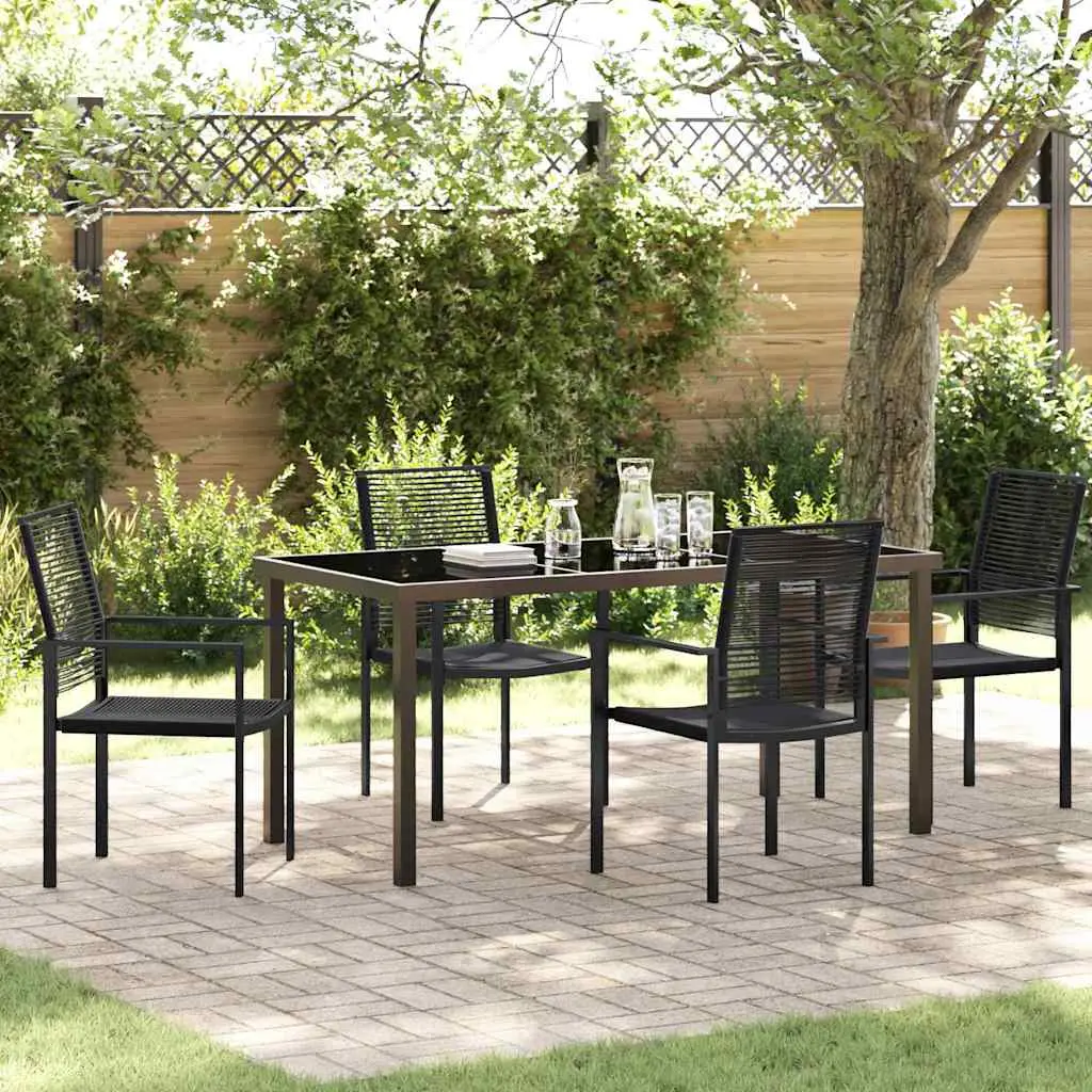 Ensemble de salle à manger pour jardin 5 pcs Noir vidaXL 3379166