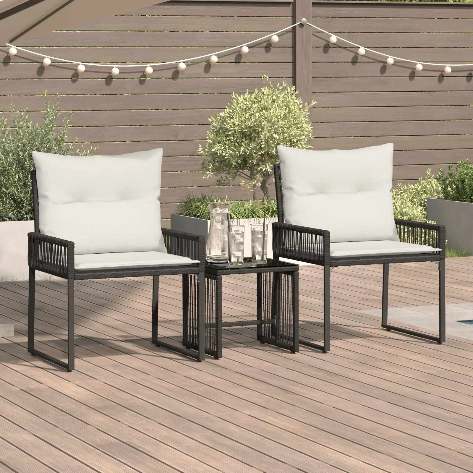 Ensemble de meubles d’extérieur 7 pcs Noir et blanc crème vidaXL 42025156