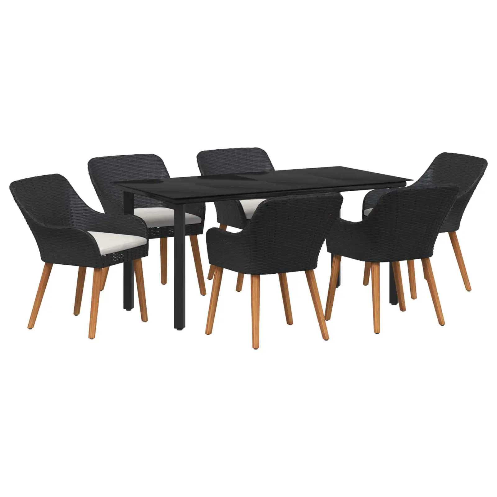 Ensemble de salle à manger pour jardin 7 pcs Noir polyrotin vidaXL 3261674