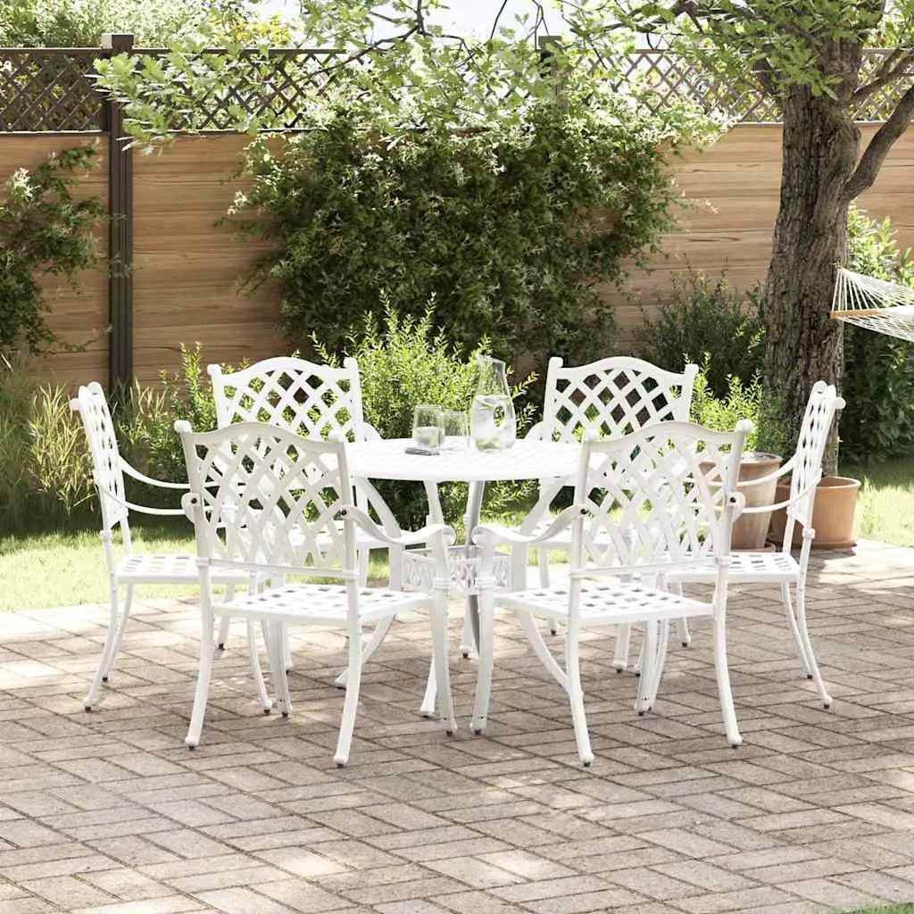 Ensemble de salle à manger pour jardin 7 pcs Blanc Aluminium vidaXL 3334698