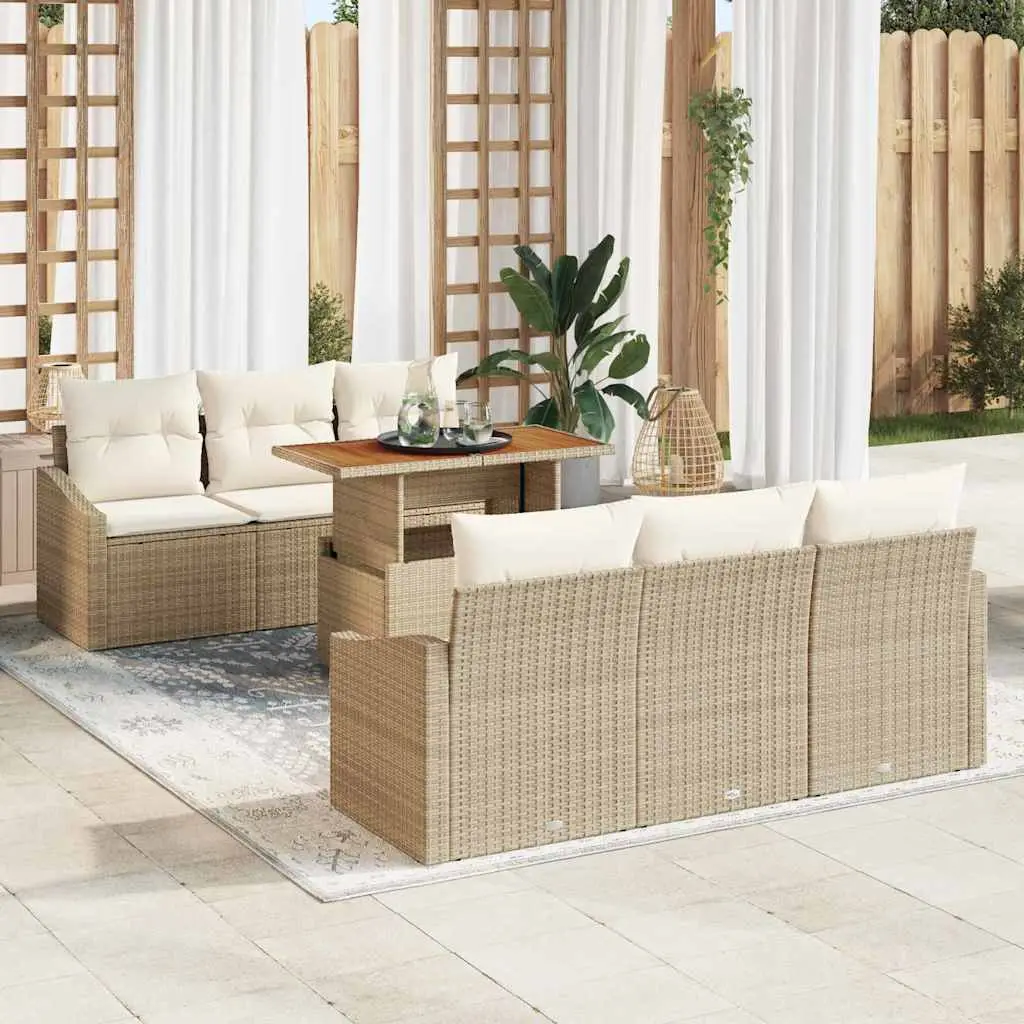 Ensemble canapé extérieur 6 places en résine tressée avec coffres de rangement Beige – ComfortXL Outdoor Living
