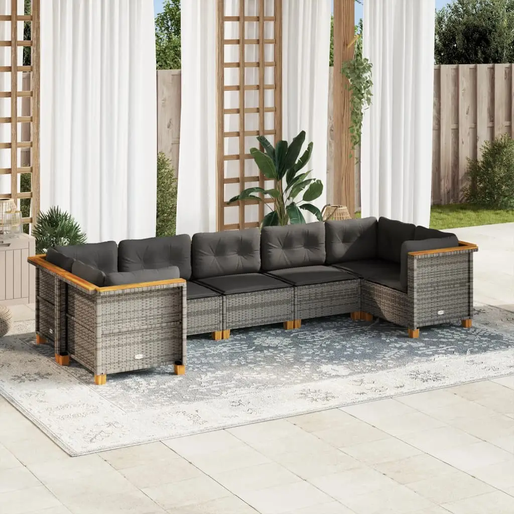 Ensemble de jardin 7 places en poly rotin avec assises modulables Gris – ComfortXL Outdoor Living