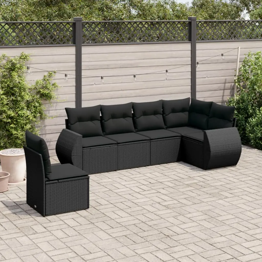 Ensemble Canapés de Jardin 6 Personnes Modulable avec Espace Rangement en Résine Tressée Noir Uni – ComfortXL Outdoor Living