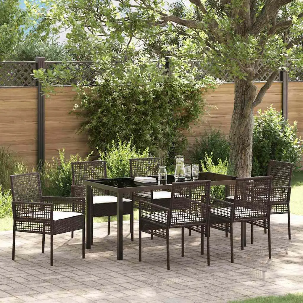 Ensemble de salle à manger pour jardin 7 pcs Marron polyrotin vidaXL 3379874