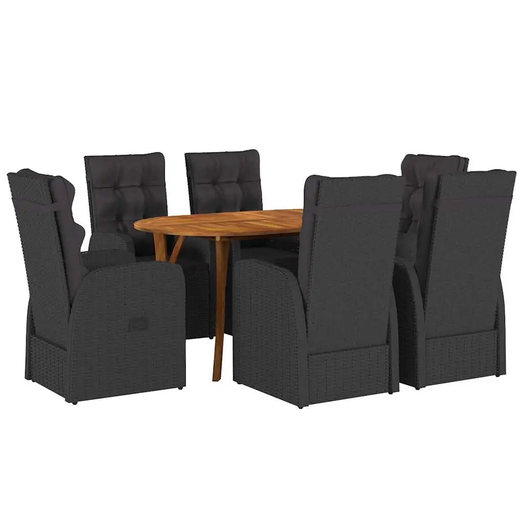 Ensemble de salle à manger pour jardin 7 pcs Noir polyrotin vidaXL 3172826
