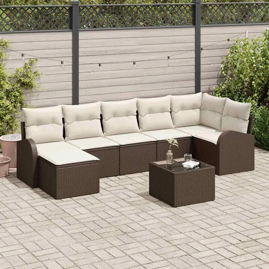 Ensemble de Canapés avec coussin 8 pcs Marron polyrotin vidaXL 3354807