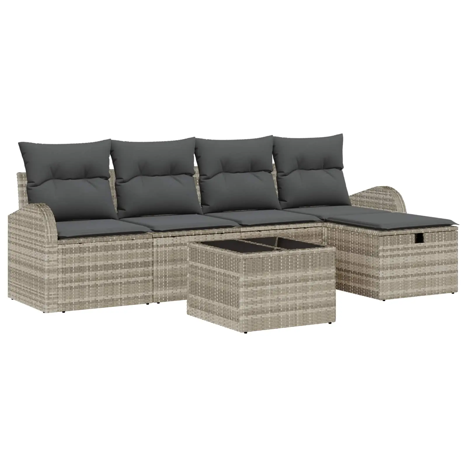 Ensemble de Canapés avec coussin 6 pcs Gris clair polyrotin vidaXL 3359071