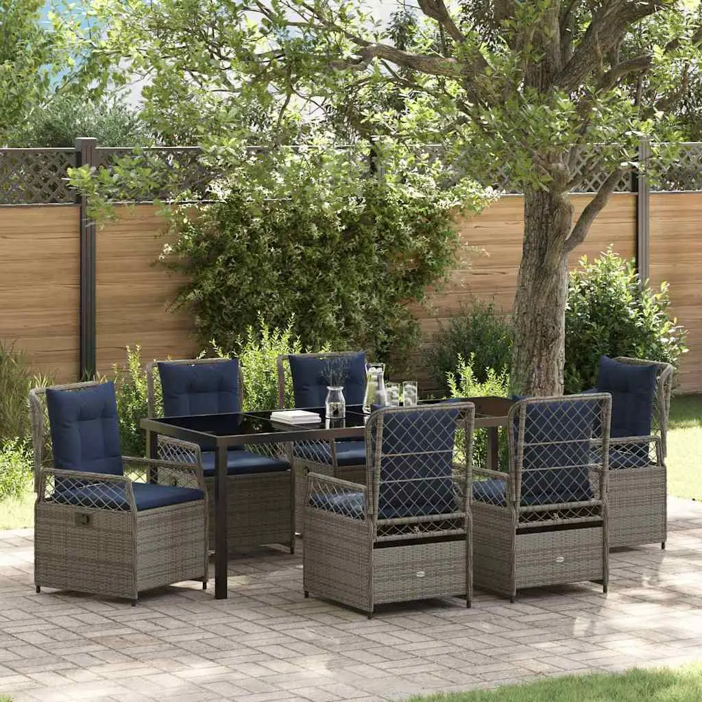 Ensemble de salle à manger pour jardin 7 pcs Gris polyrotin vidaXL 3381056