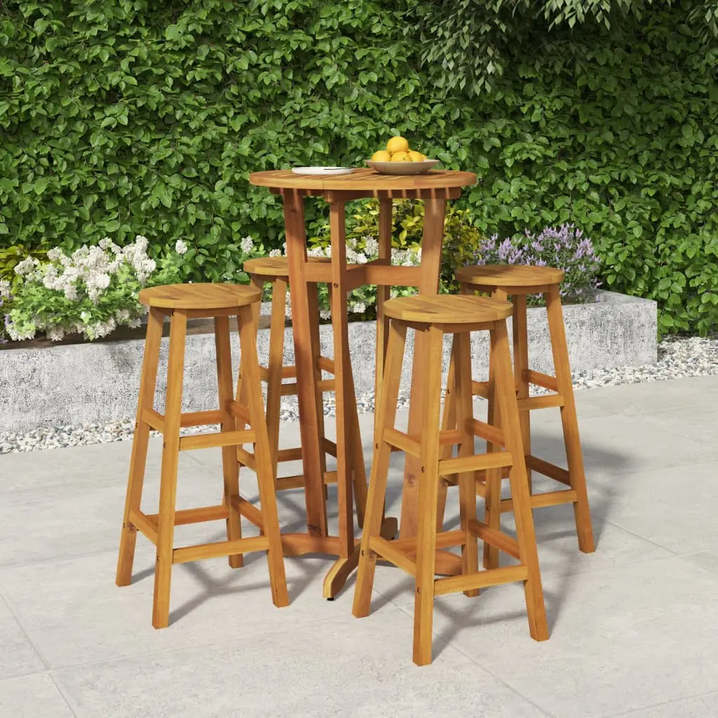 Ensemble de bar de jardin 5 pcs bois d’acacia solide vidaXL 3154381