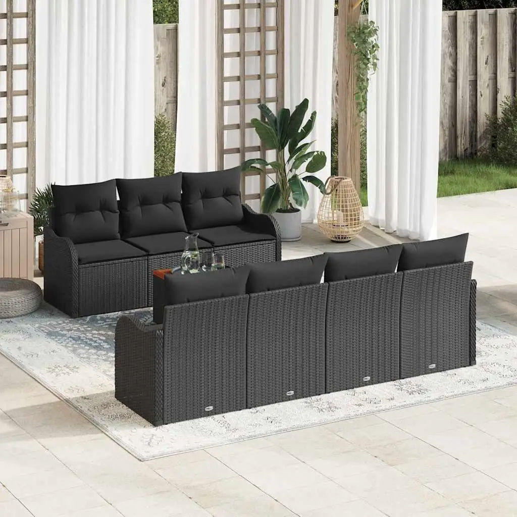 Ensemble de canapé de jardin avec stockage 8 pcs Noir polyrotin vidaXL 3356084