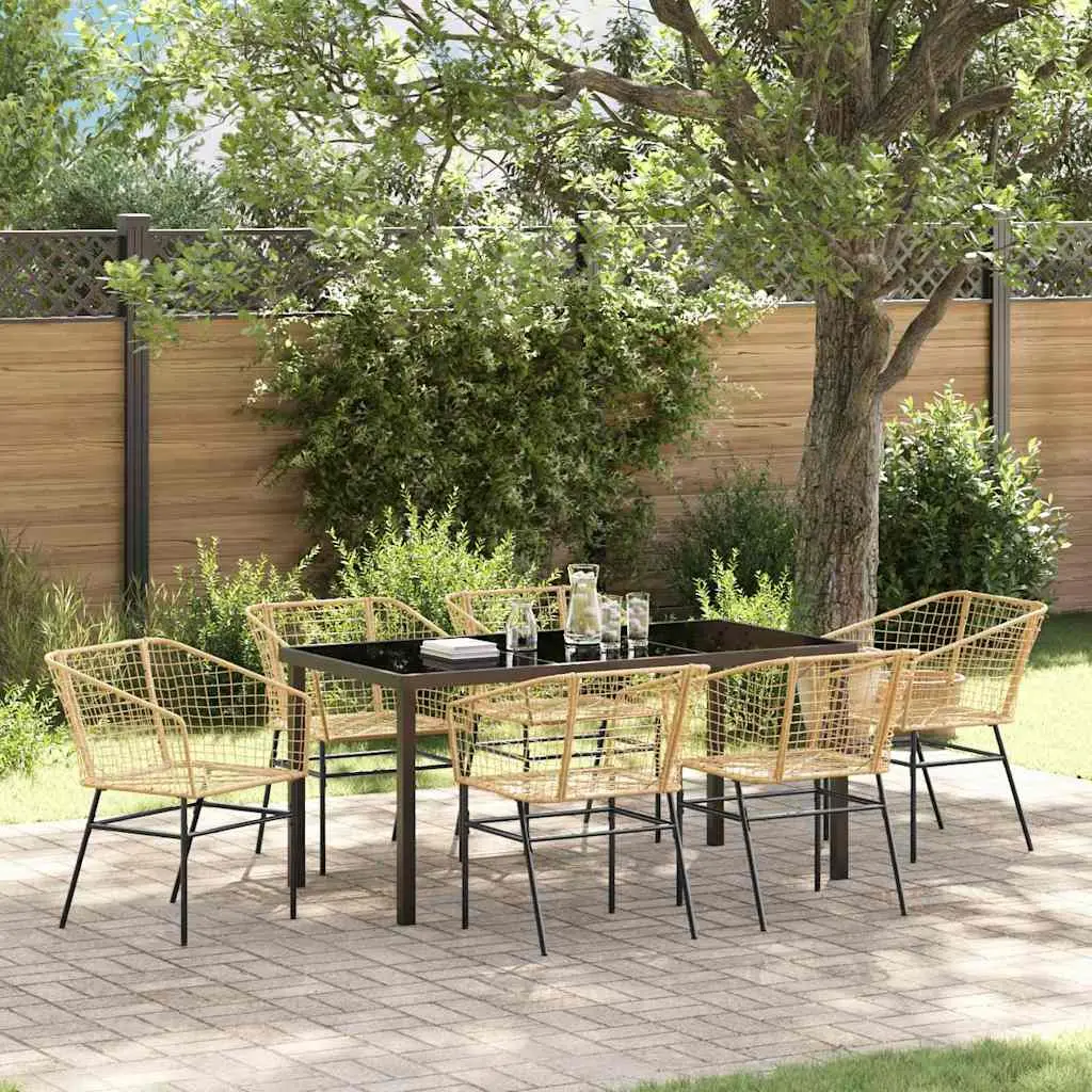 Ensemble de salle à manger pour jardin 7 pcs Marron polyrotin vidaXL 3380901