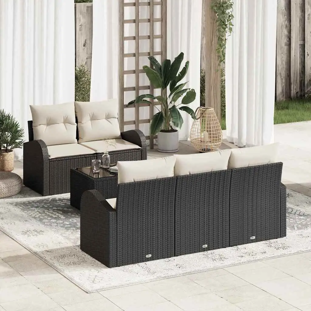 Ensemble de canapé de jardin Noir 55 x 55 x 37 cm polyrotin vidaXL 3345917