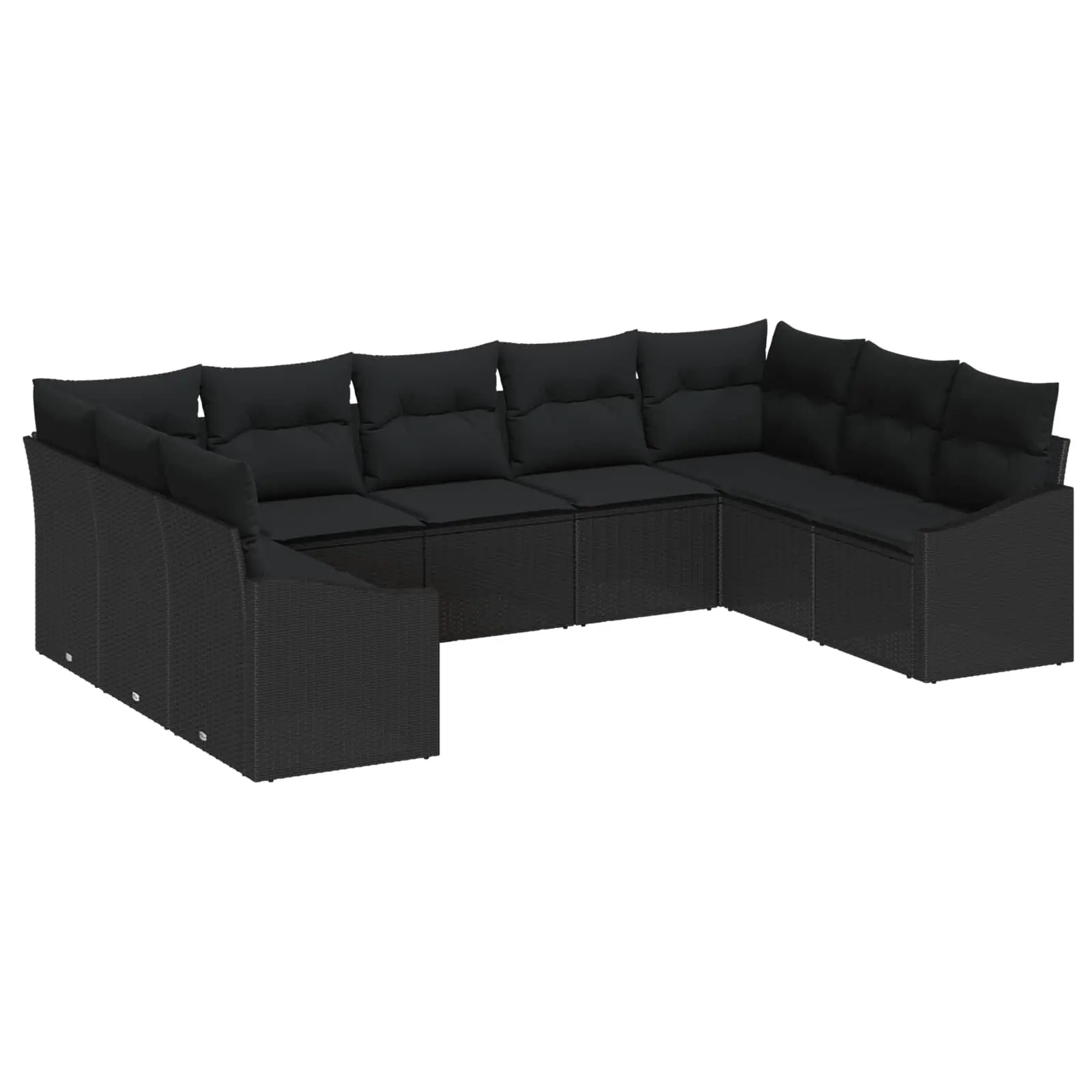 Ensemble Canapé Extérieur 9 Places Polyrotin Robuste Design Modulaire avec Rangement Jardin Noir – ComfortXL Outdoor Living
