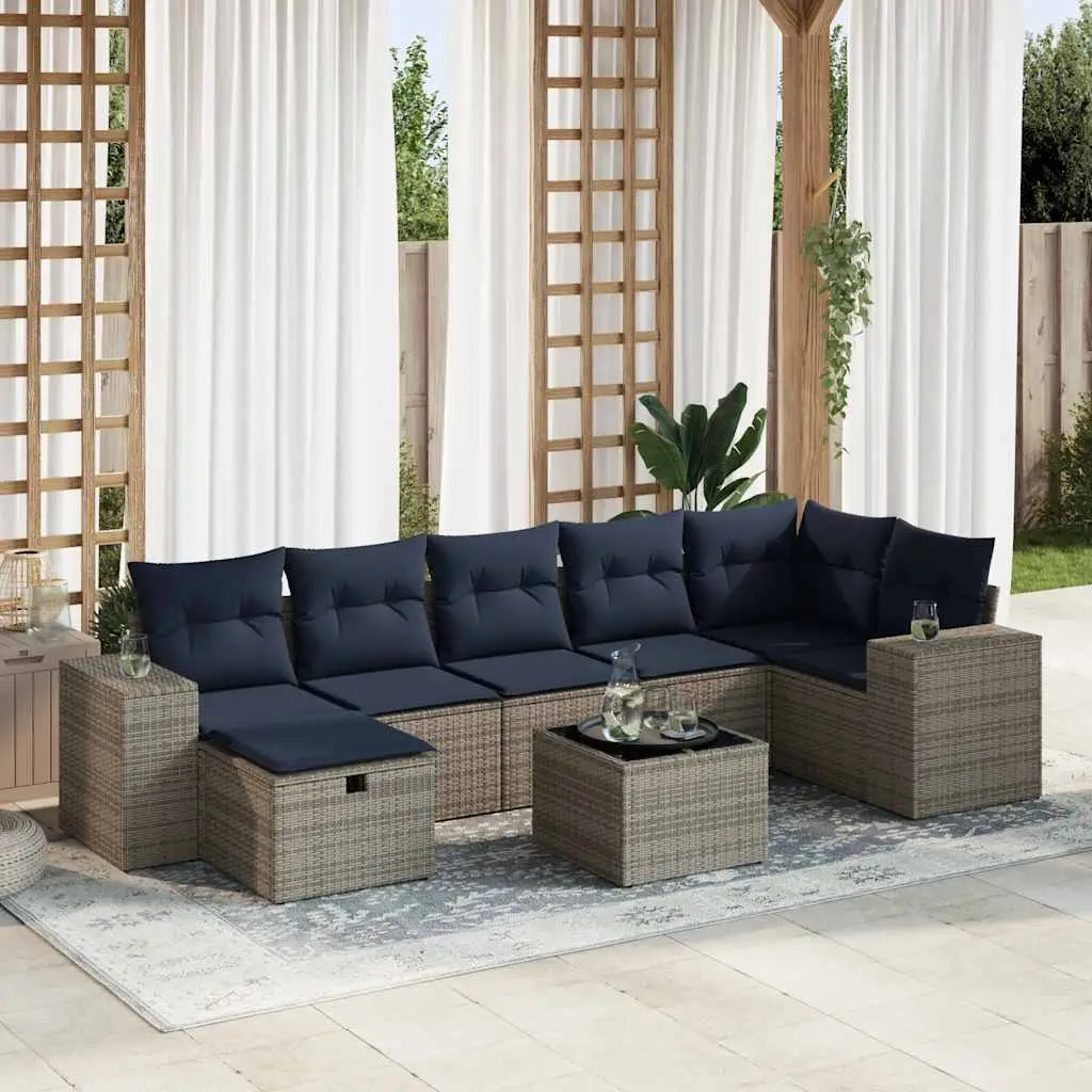 Ensemble de jardin 8 places en résine tressée avec rangement fonctionnel Gris – ComfortXL Outdoor Living