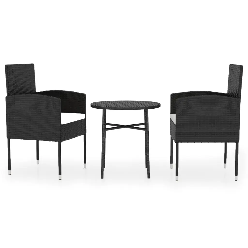 Ensemble de 3 pcs table de jardin avec chaises – mobilier de jardin Résine tressée Noir-JU2397
