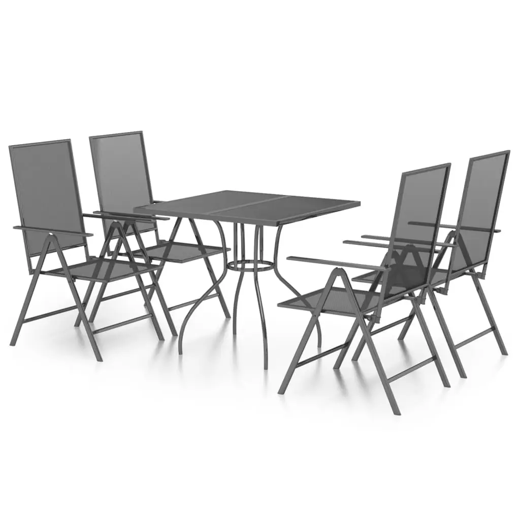 Ensemble de 5 pcs table de jardin avec chaises – mobilier de jardin anthracite acier-JU3116