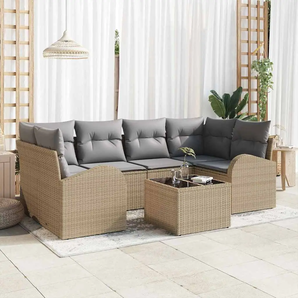 Ensemble de canapé de jardin Beige 55 x 55 x 37 cm polyrotin vidaXL 3345940