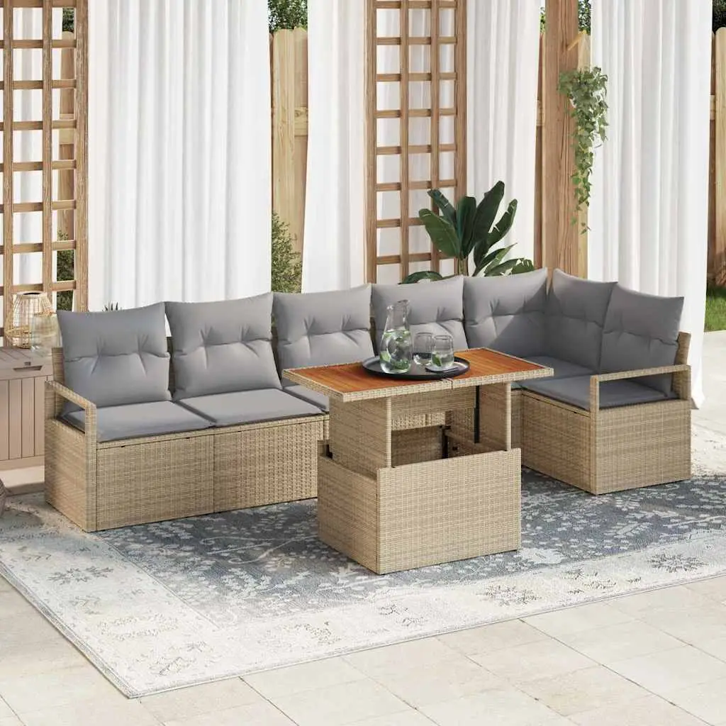 Ensemble de salle à manger pour jardin 7 pcs Beige et gris vidaXL 3349720 beige et gris