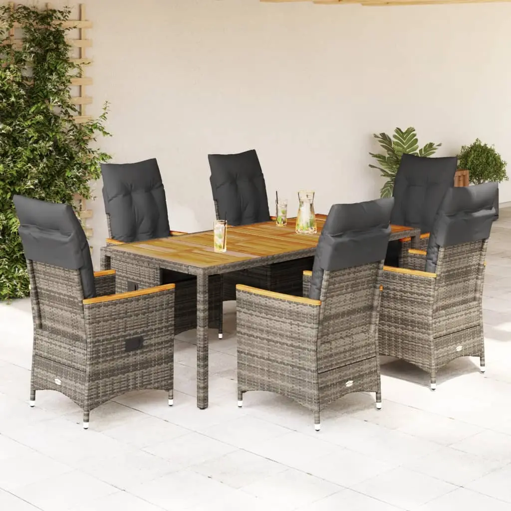 Ensemble de Jardin Gris 6 Places Fauteuils Confort Inclinables Table 190x90cm Bois – ComfortXL Outdoor Living