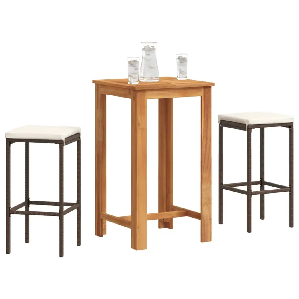 Ensemble de bar de jardin 3 pcs marron bois massif acacia rotin vidaXL 3295266