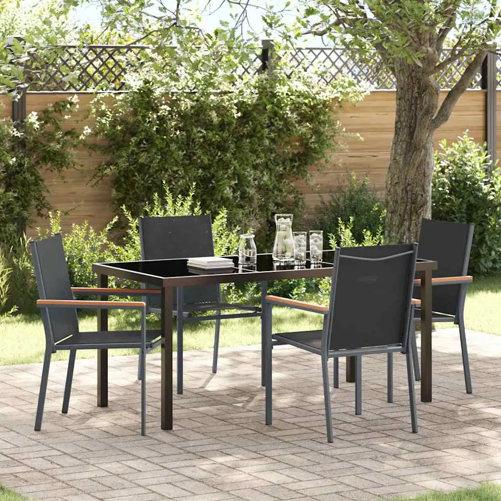 Ensemble de salle à manger pour jardin 5 pcs Noir vidaXL 3379089