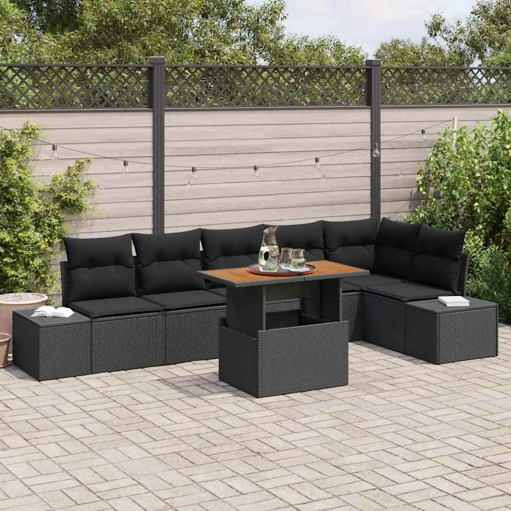Ensemble de salle à manger pour jardin 7 pcs Noir et Marron vidaXL 3349974