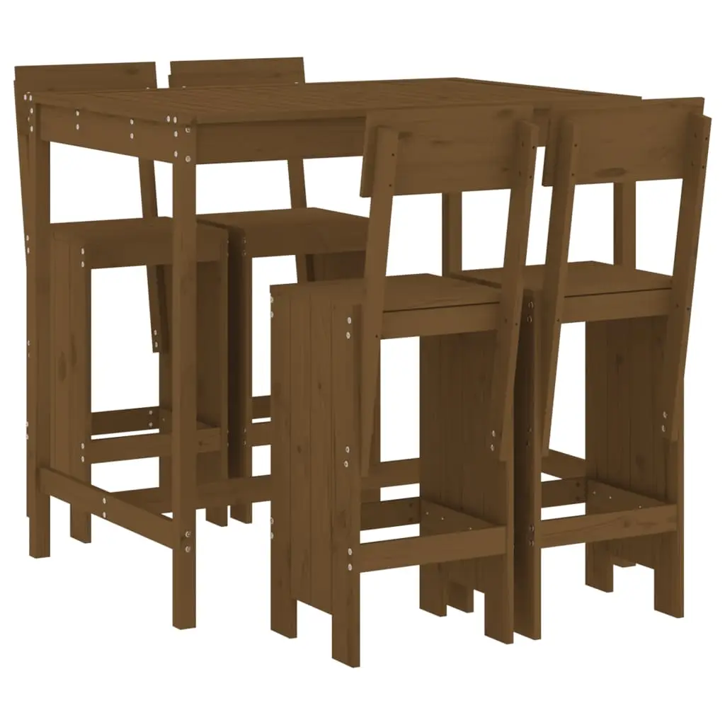 Ensemble de 5 pcs bar de jardin – Mobilier d’extérieur – Mobilier de jardin marron miel bois de pin massif-JU2151