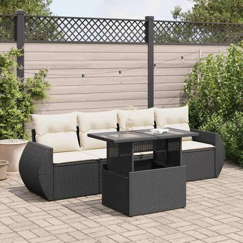 Ensemble de canapés 4 places résine tressée avec rangement et table ajustable Noir – ComfortXL Outdoor Living