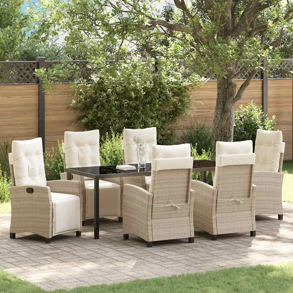 Ensemble de salle à manger pour jardin 7 pcs Beige polyrotin vidaXL 3380447 Beige