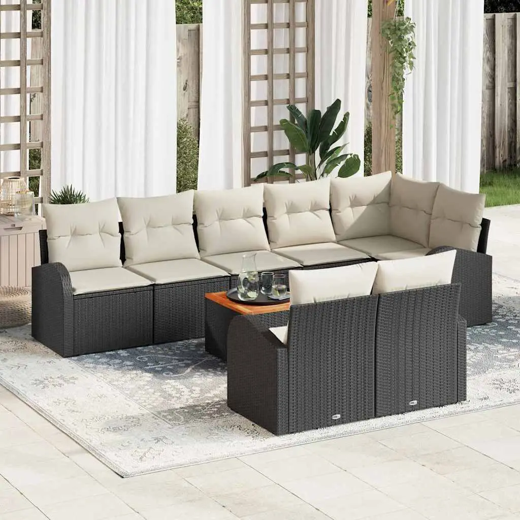 Ensemble de canapé de jardin avec coussin 9 pcs Noir polyrotin vidaXL 3347593