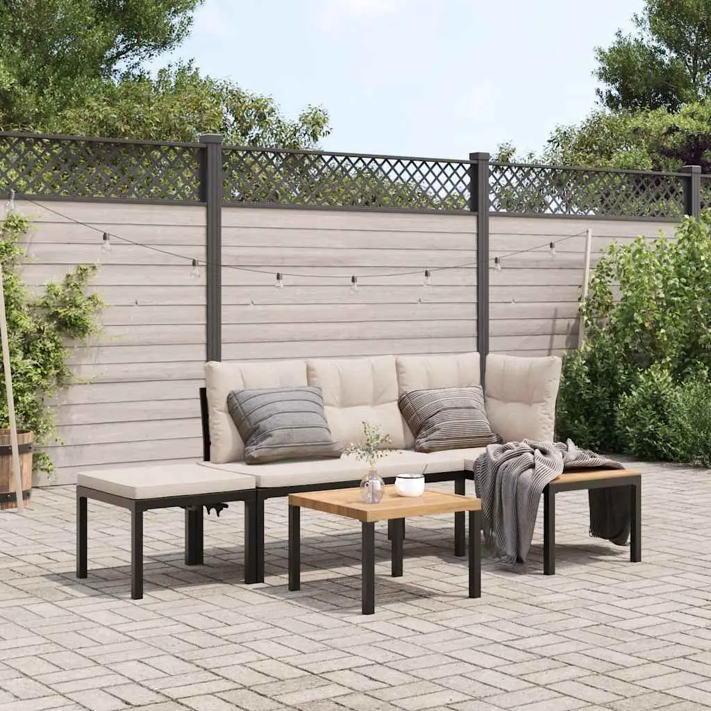 Ensemble de banc de jardin avec coussins 4 pcs noir vidaXL 3283639