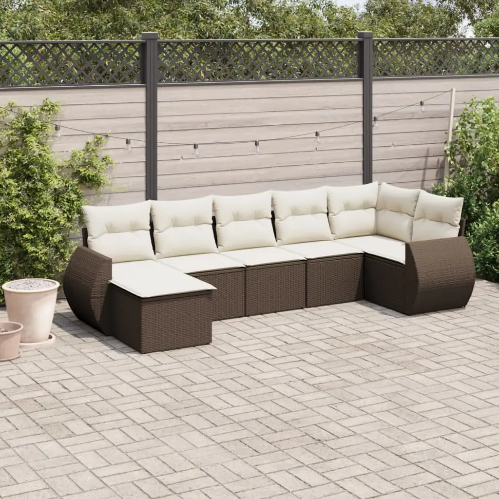 Ensemble de jardin 7 éléments avec coffres de rangement en résine tressée Marron – ComfortXL Outdoor Living