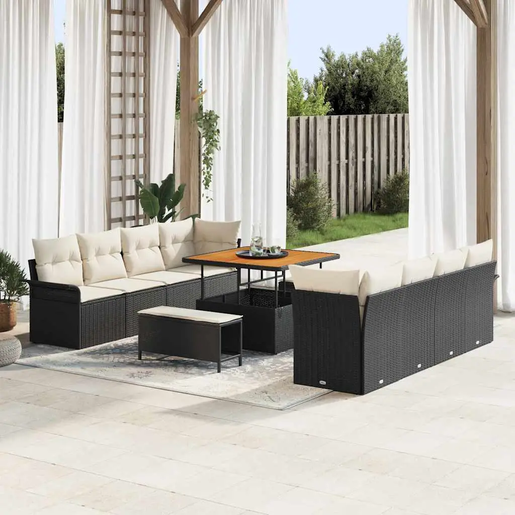 Ensemble de canapé de jardin Noir et Crème 100 x 100 x 71 cm vidaXL 3364065