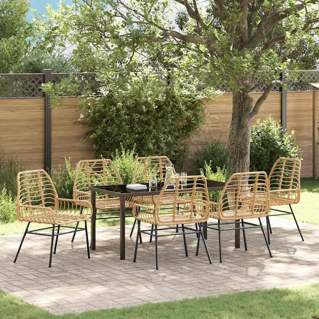 Ensemble de salle à manger pour jardin 7 pcs Marron polyrotin vidaXL 3380852