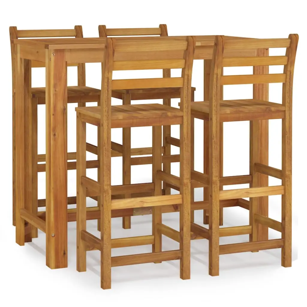 Ensemble de 5 pcs bar de jardin – Mobilier d’extérieur – Mobilier de jardin bois d’acacia solide-JU2188