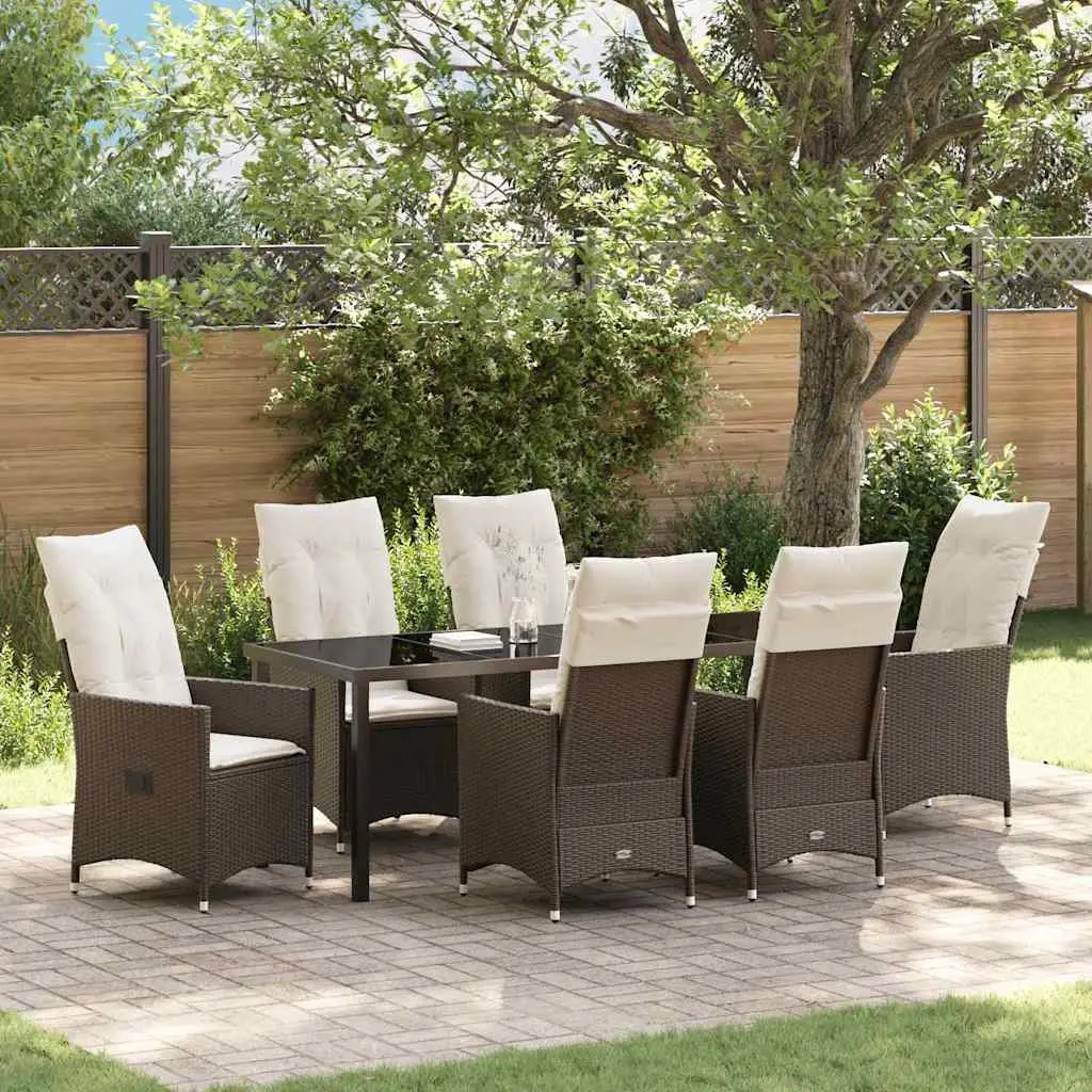 Ensemble de salle à manger pour jardin 7 pcs Marron polyrotin vidaXL 3379546