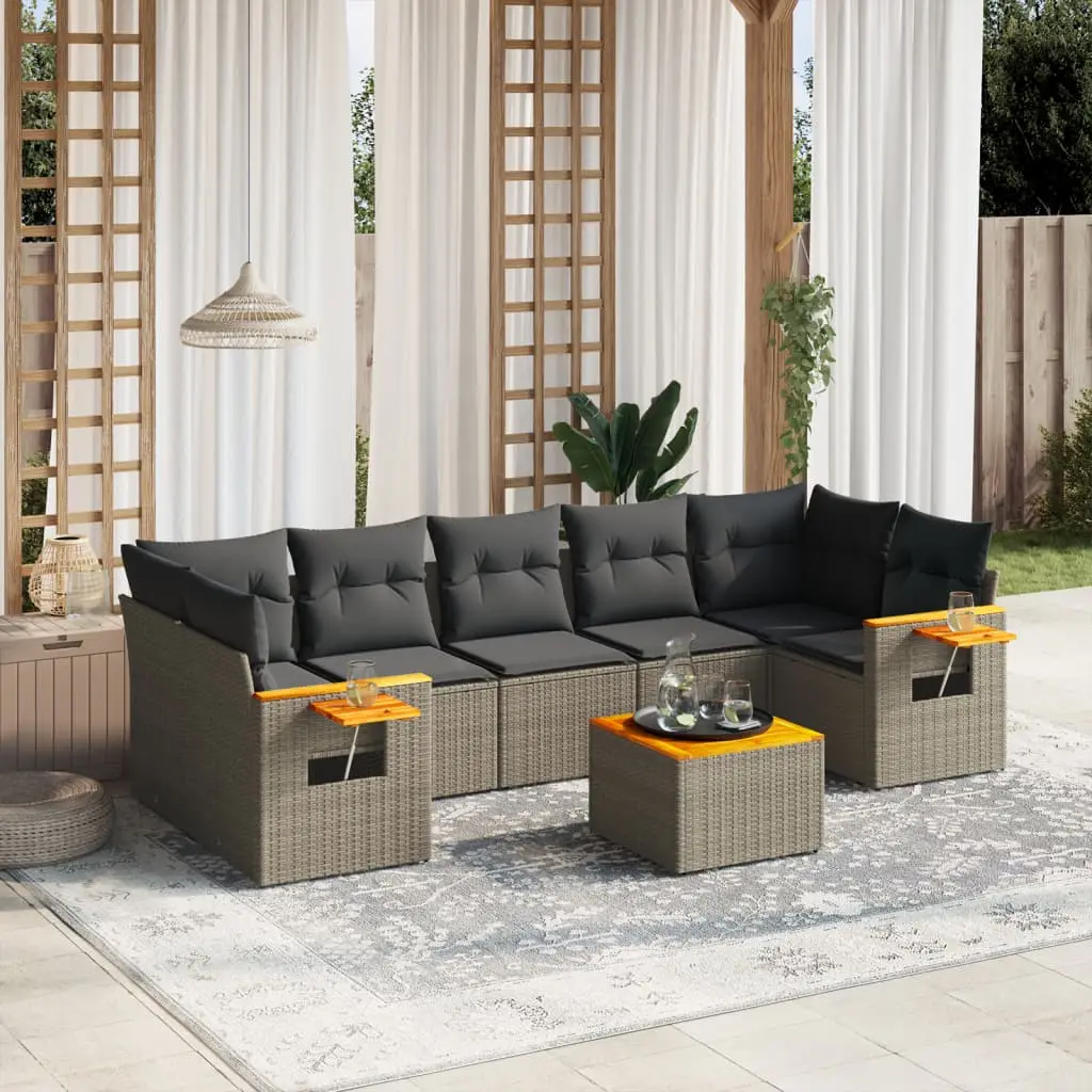 Ensemble de jardin 8 pcs résine tressée grise avec coffres de rangement et table – ComfortXL Outdoor Living