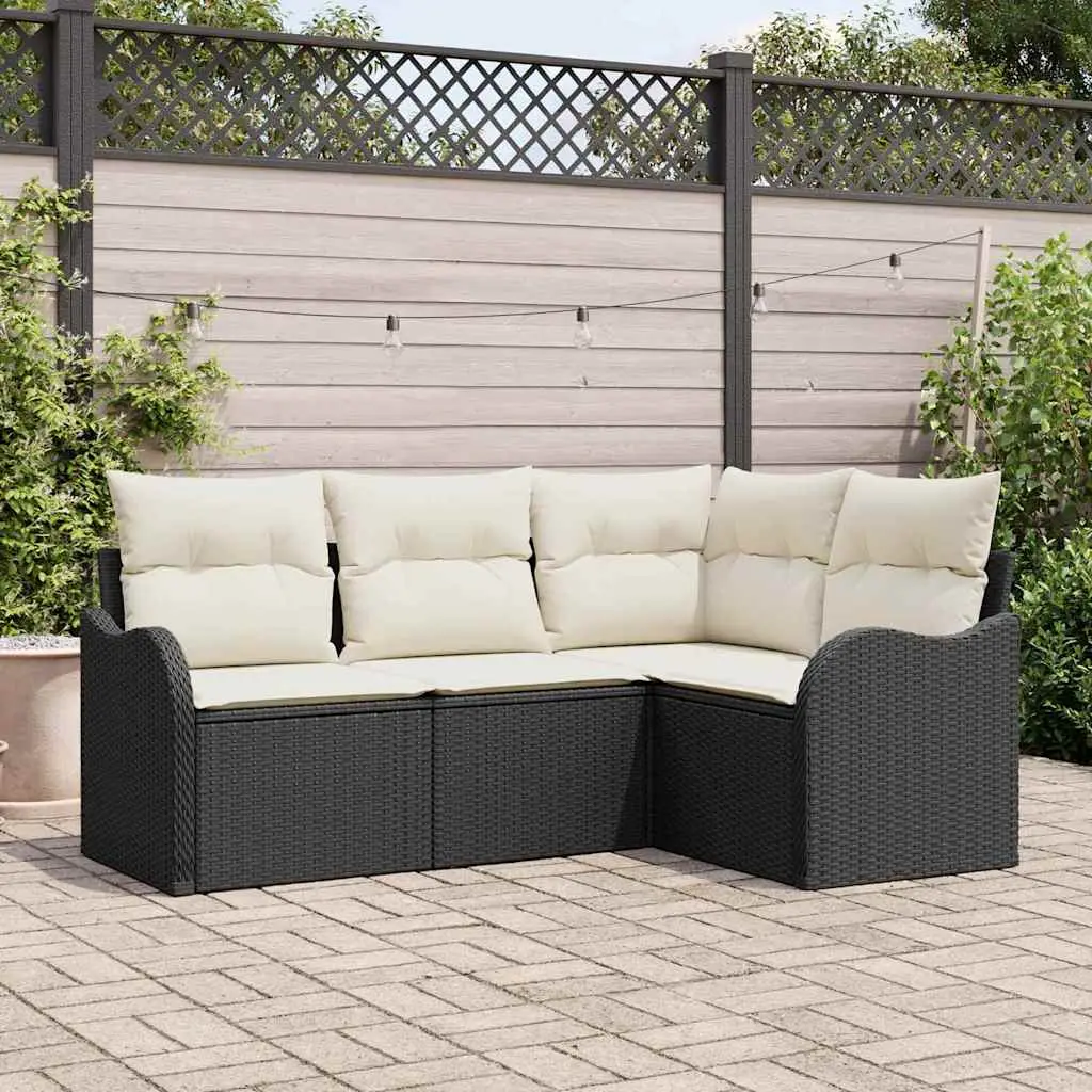 Ensemble de canapé de jardin avec stockage 4 pcs Noir polyrotin vidaXL 3354346