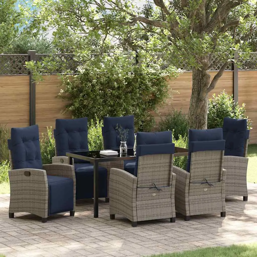 Ensemble de salle à manger pour jardin 7 pcs Gris polyrotin vidaXL 3380474