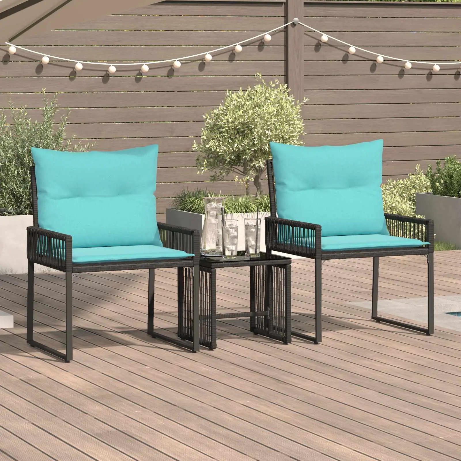 Ensemble de meubles d’extérieur 7 pcs Noir et turquoise vidaXL 42025159