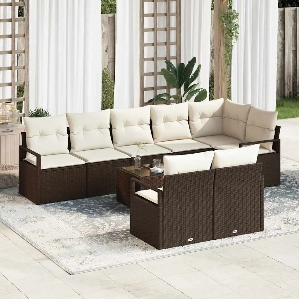Ensemble canapés de jardin 9 pièces en résine tressée et acier Marron – ComfortXL Outdoor Living