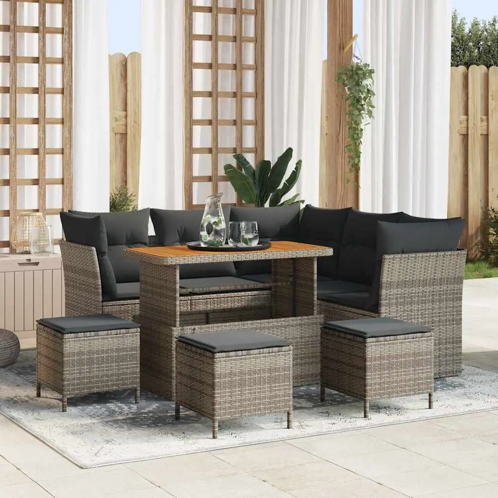 Ensemble de canapé de jardin avec coussin 9 pcs Gris vidaXL 3363443