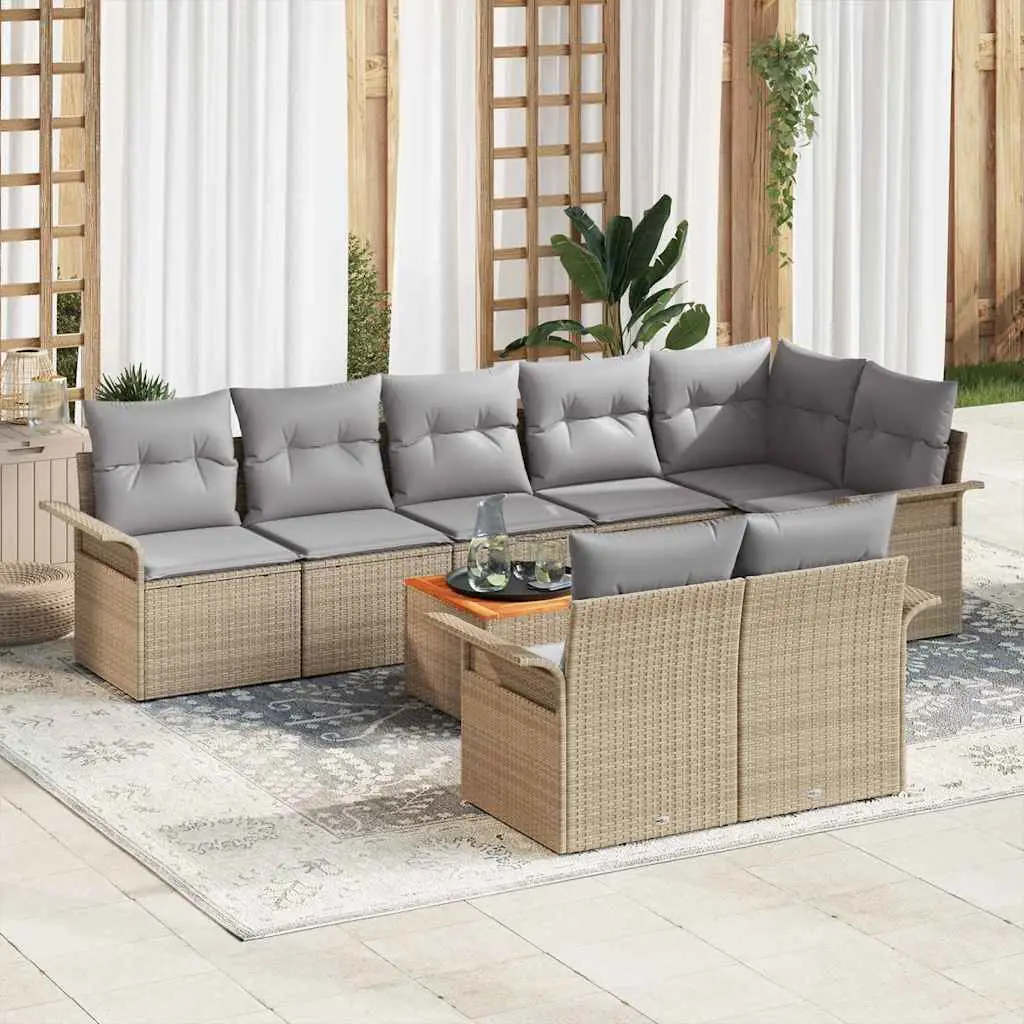 Ensemble de jardin 9 places avec coffres de rangement modulable Beige – ComfortXL Outdoor Living